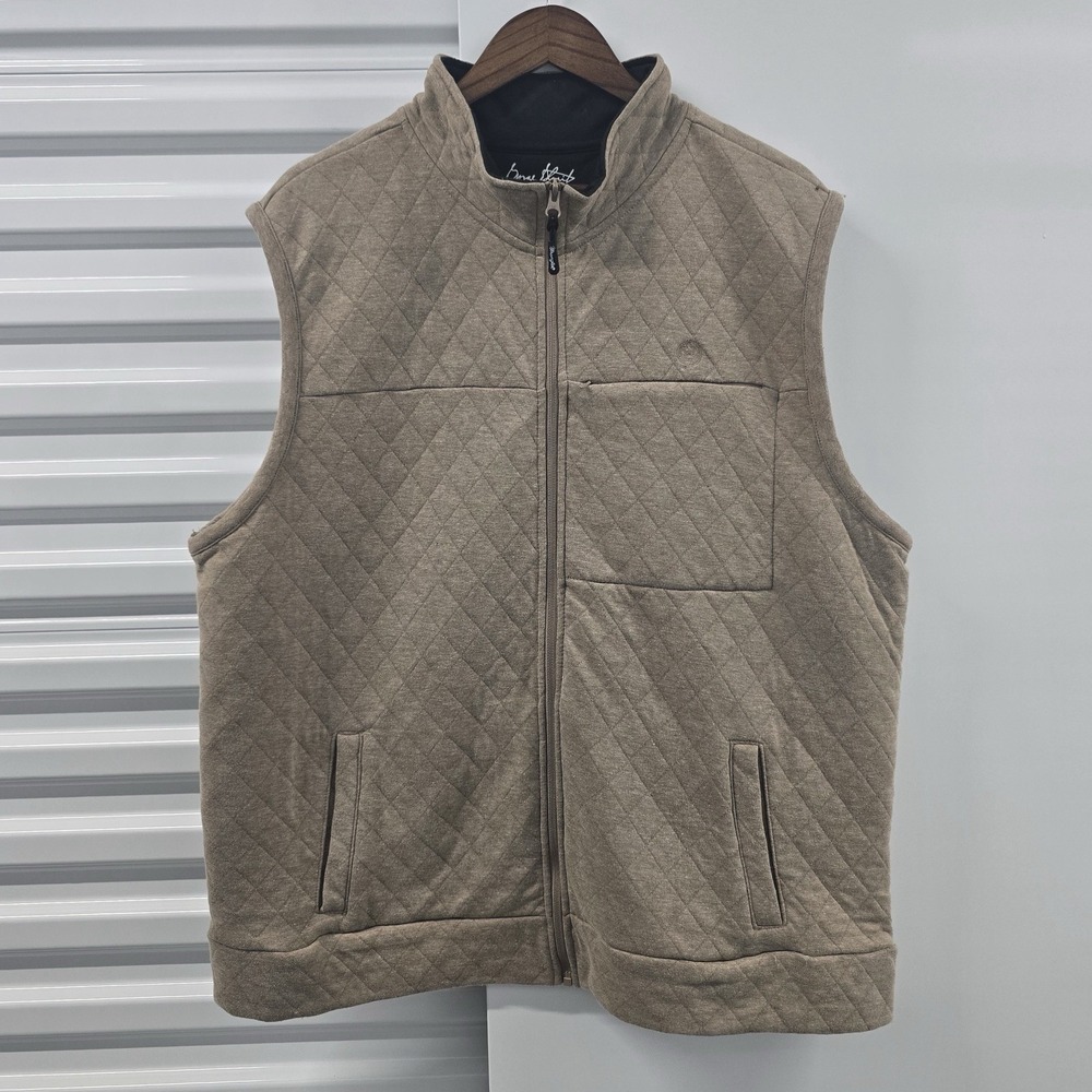 Wrangler George Strait Vest Men XL Taupe Quilted Zip Western Ranch Cowboy‎